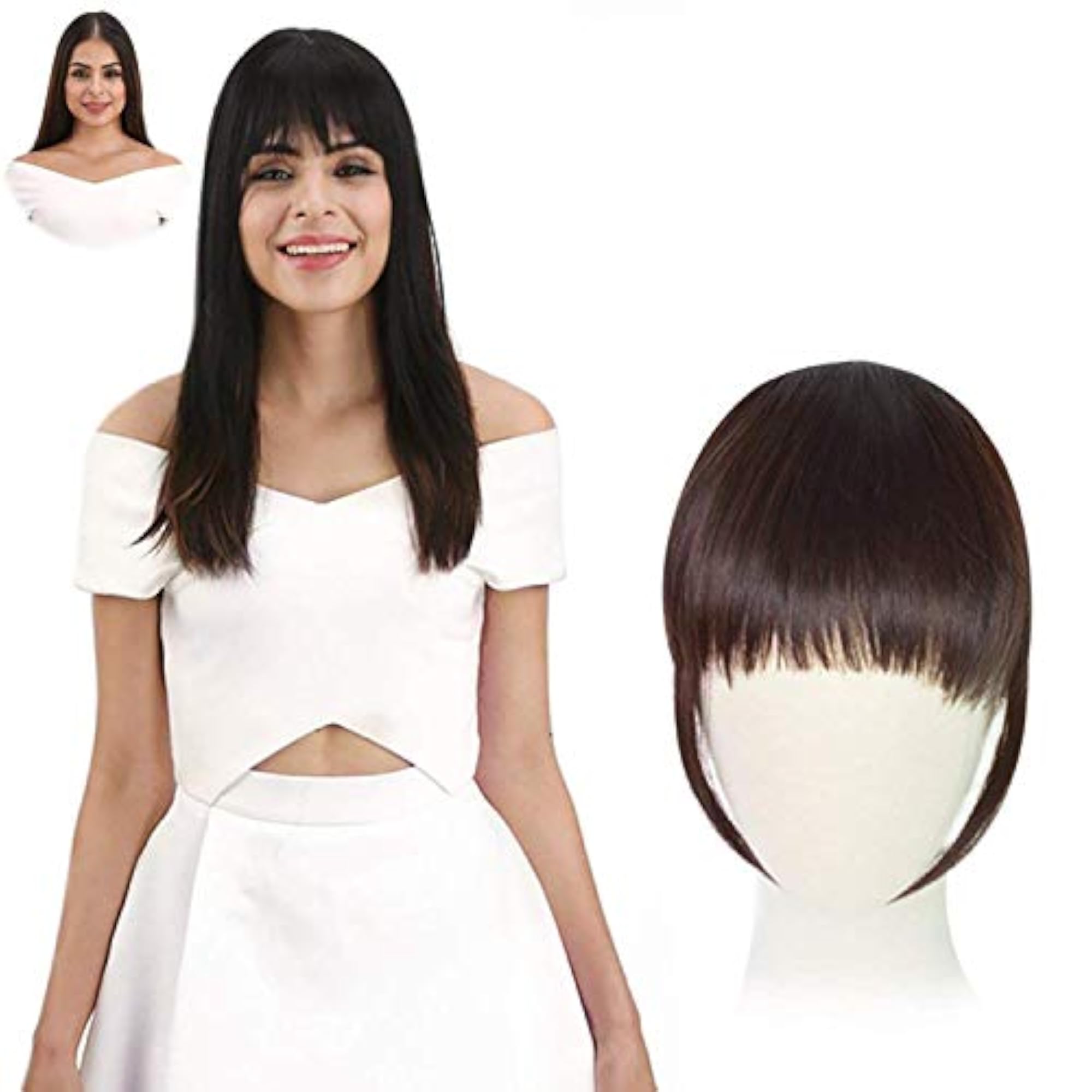 Women's Front Hair Bangs Extension, 2 Clip Fringe